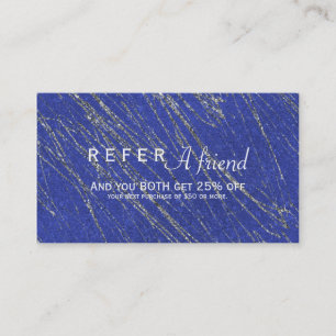 Blue & Silver Modern Marble Stripe Salon Referral Card