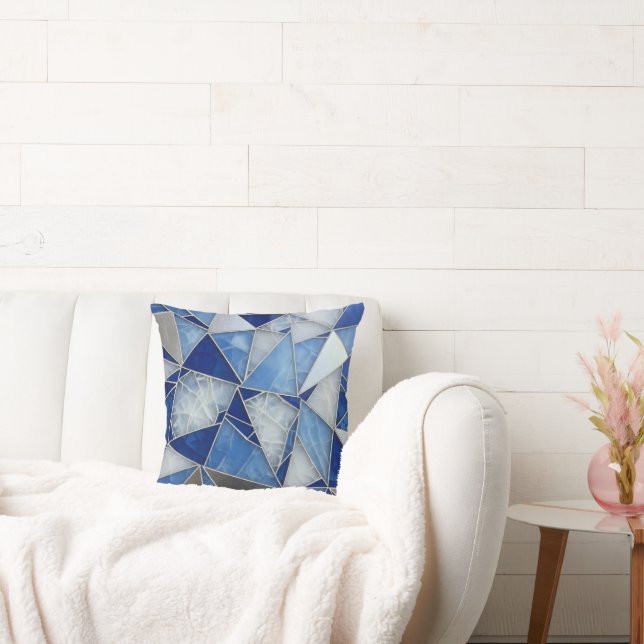 blue silver mosaic 1 throw pillow (Couch)