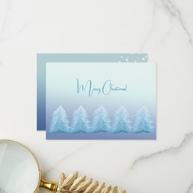 Blue Silver Nordic Merry Christmas Thank You Card (Front/Back In Situ)