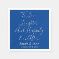 Blue Silver Personalized Script Wedding Reception
