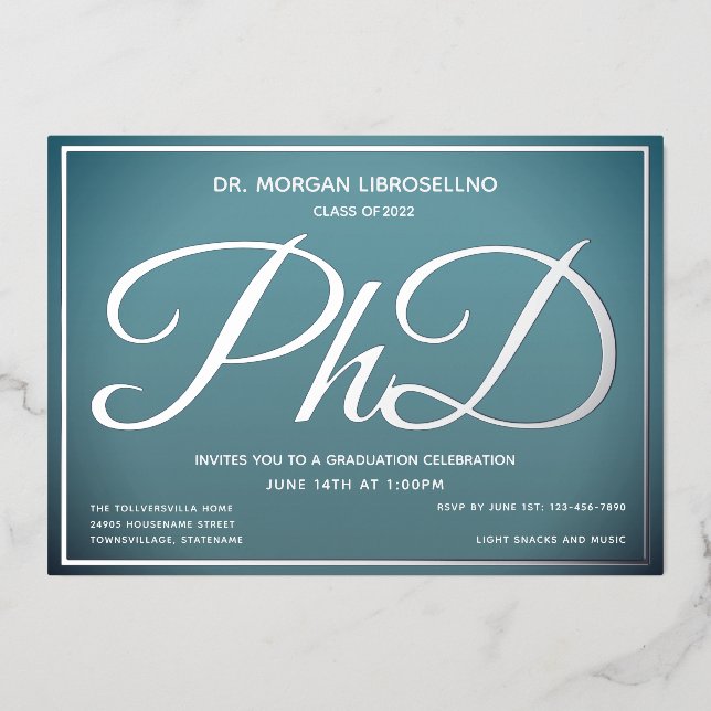 Blue Silver PhD Graduation (Front)