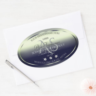 Blue Silver Product Labels Jewels Monogram Logo