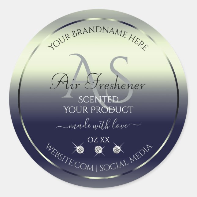 Blue Silver Shimmery Product Label Jewels Monogram (Front)