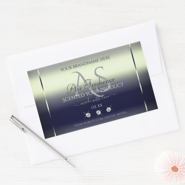 Blue Silver Shimmery Product Label Jewels Monogram (Envelope)