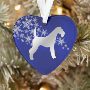 Blue Silver Snowflake Airedale Terrier Ornament