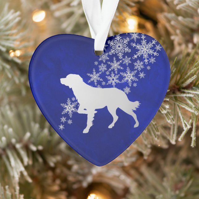 Blue Silver Snowflake Brittany Ornament (Tree)
