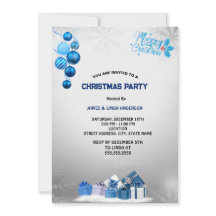 Blue Silver Snowflake  Christmas Party 