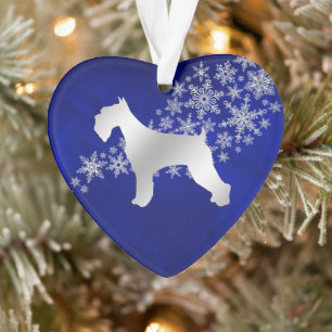 Blue Silver Snowflake Schnauzer Ornament
