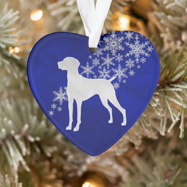 Blue Silver Snowflake Vizsla Ornament (Tree)