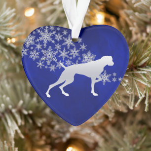 Blue Silver Snowflake Weimaraner Dog Ornament