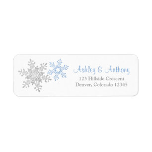 Blue Silver Snowflake Winter Wedding Address