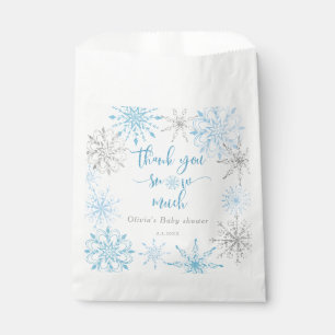 Blue silver snowflakes Thank you snow much Favour Bag