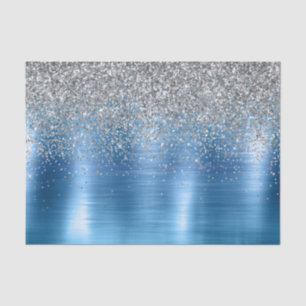 Blue Silver Sparkle Glitter  Tissue Paper
