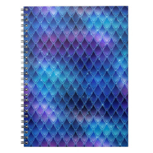 Blue & Silver Sparkles Dragon Scales Notebook