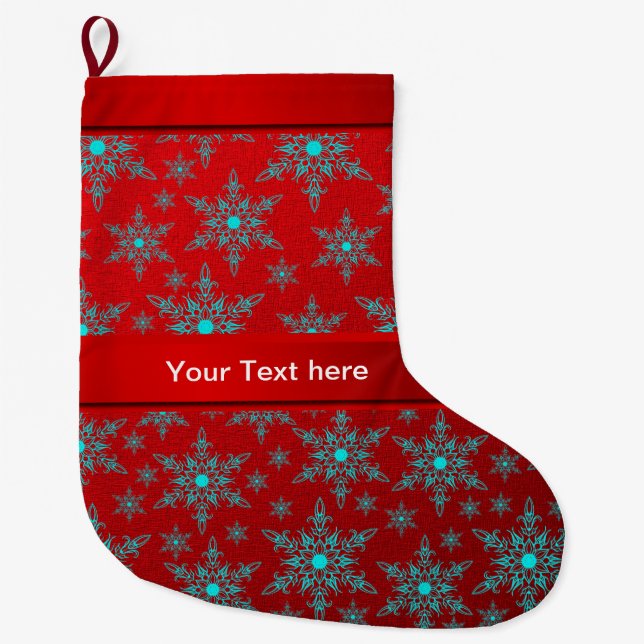 blue,silver stars in red and template text large christmas stocking (Front)