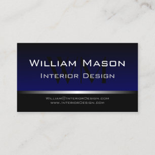 Blue & Silver Stripe Professional Business Card