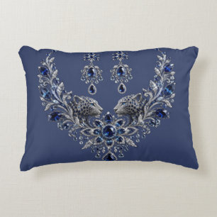 Blue Silver Tiger Crystal Jewellery Set Accent Pillow