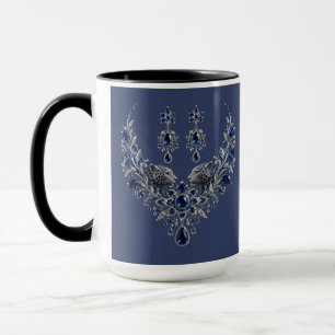 Blue Silver Tiger Crystal Jewellery Set Mug