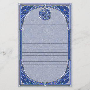 Blue Silver Triskel Lined Stationery
