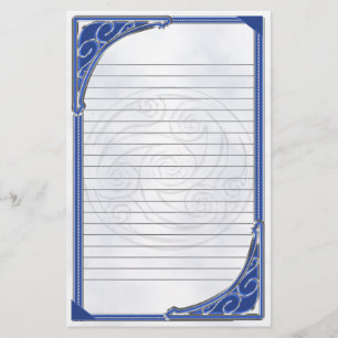 Blue Silver Triskel Lined Stationery