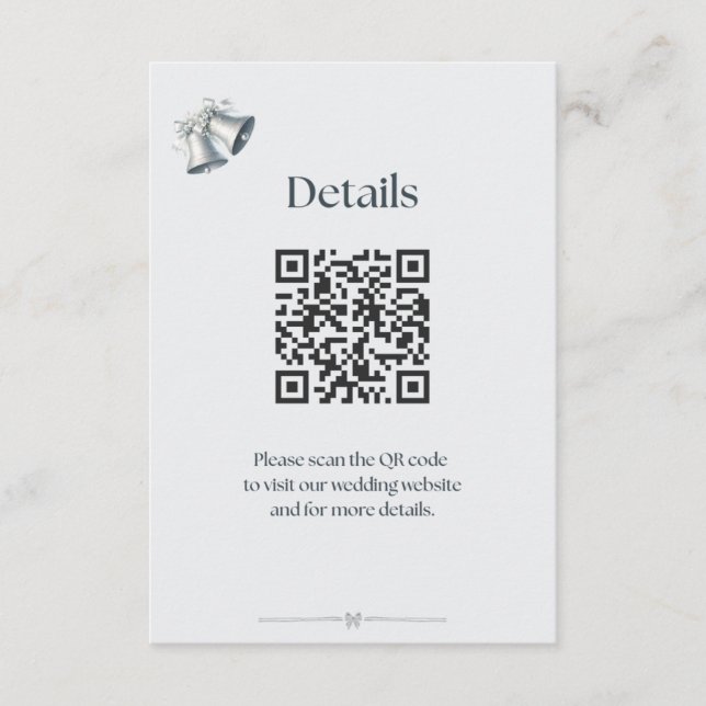 Blue Silver Wedding Bells Details Enclosure Card (Front)