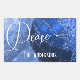 Blue, Silver & White Peace Greeting for Holidays Sticker