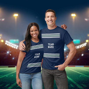 Blue Silver White Sports Jersey Team Name Unisex T-Shirt