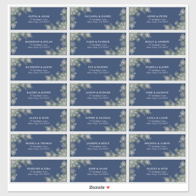 Blue Silver Winter Wedding Guest Address (Sheet)