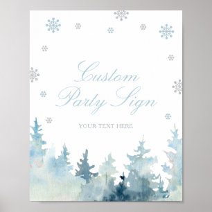 Blue & Silver Winter Wonderland Custom Party Sign