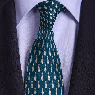 Blue Simple Bowling Pin Design Tie