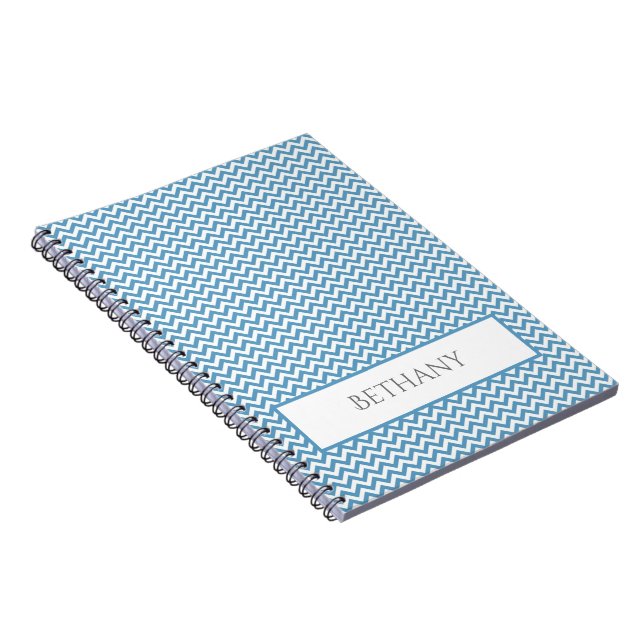Blue Simple Chevron Personalized Notebook (Right Side)