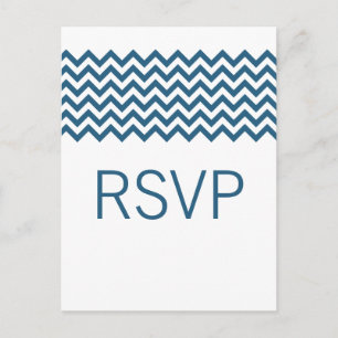 Blue Simple Chevron RSVP Postcard