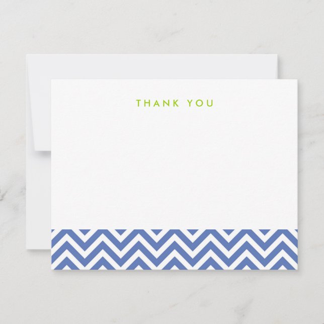Blue Simple Chevron Thank You Note Cards (Front)