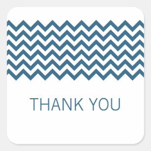Blue Simple Chevron Thank You Stickers