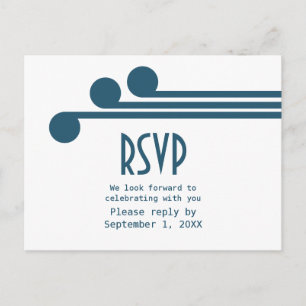Blue Simple Deco Chic RSVP Postcard