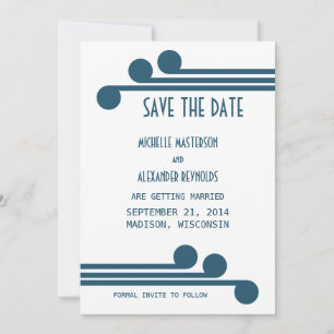 Blue Simple Deco Chic Save the Date Invite