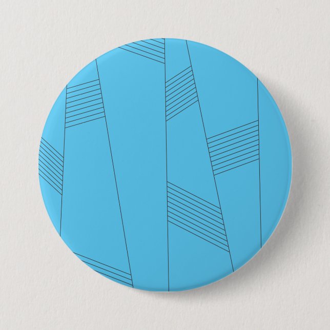 Blue, simple, elegant, abstract line pattern 3 inch round button (Front)