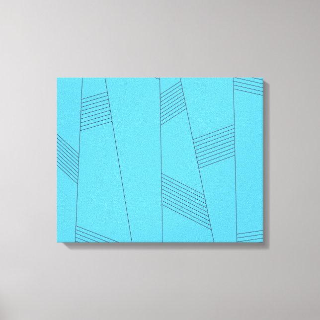 Blue, simple, elegant, abstract line pattern canvas print (Front)