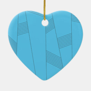 Blue, simple, elegant, abstract line pattern ceramic ornament