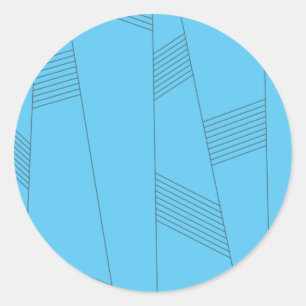 Blue, simple, elegant, abstract line pattern classic round sticker