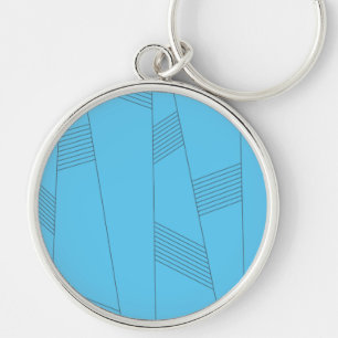 Blue, simple, elegant, abstract line pattern keychain