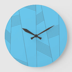 Blue, simple, elegant, abstract line pattern large clock