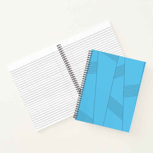 Blue, simple, elegant, abstract line pattern notebook (Inside)