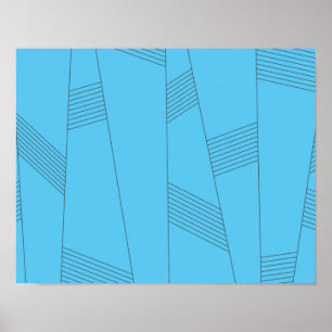 Blue, simple, elegant, abstract line pattern poster