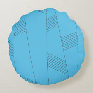 Blue, simple, elegant, abstract line pattern round pillow