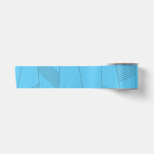 Blue, simple, elegant, abstract line pattern satin ribbon