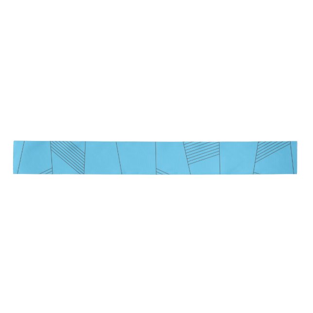 Blue, simple, elegant, abstract line pattern satin ribbon (Front)