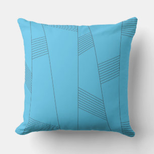 Blue, simple, elegant, abstract line pattern throw pillow