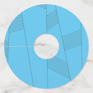 Blue, simple, elegant, abstract line pattern wine glass tag