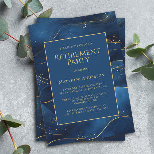 Blue Simple Elegant Retirement Party Invitation